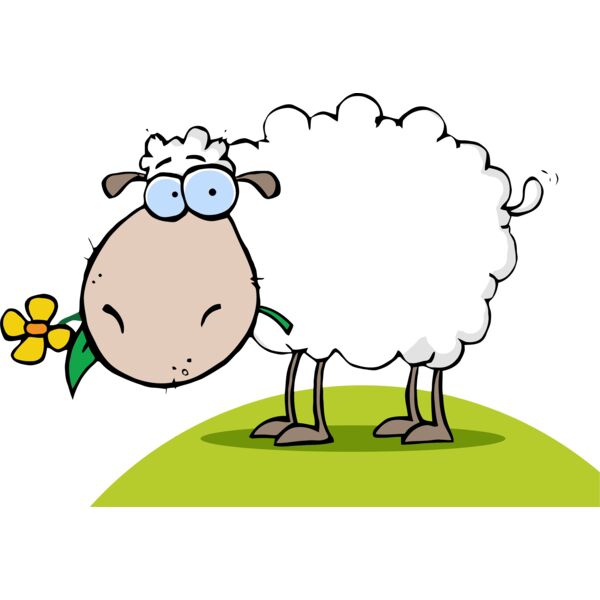 Sheep with flower on green hill Thumbnail
