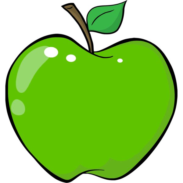 green apple with stalk and leaf Thumbnail