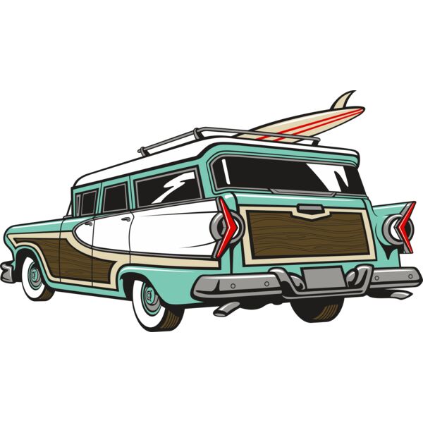 Surfboard wagon back view Thumbnail