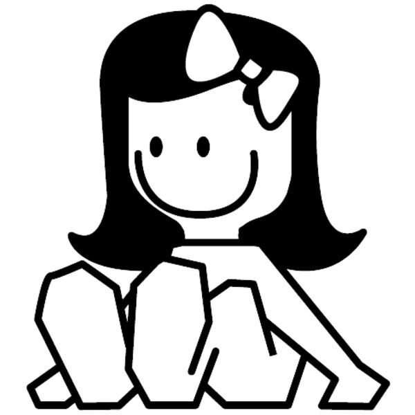 Girl doll bow black white Thumbnail